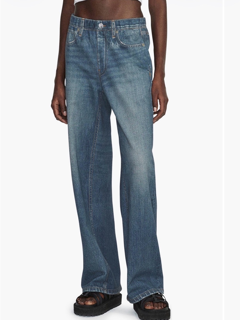 rag & bone Miramar Pull On Wide Leg Cotton Terry Sweatpant Jeans